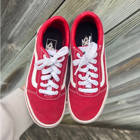 VANS Red Canvas Checkered Soles Sk-8 Low Top Sneakers, Youth 1 Boys/Girls - Picture 7 of 9